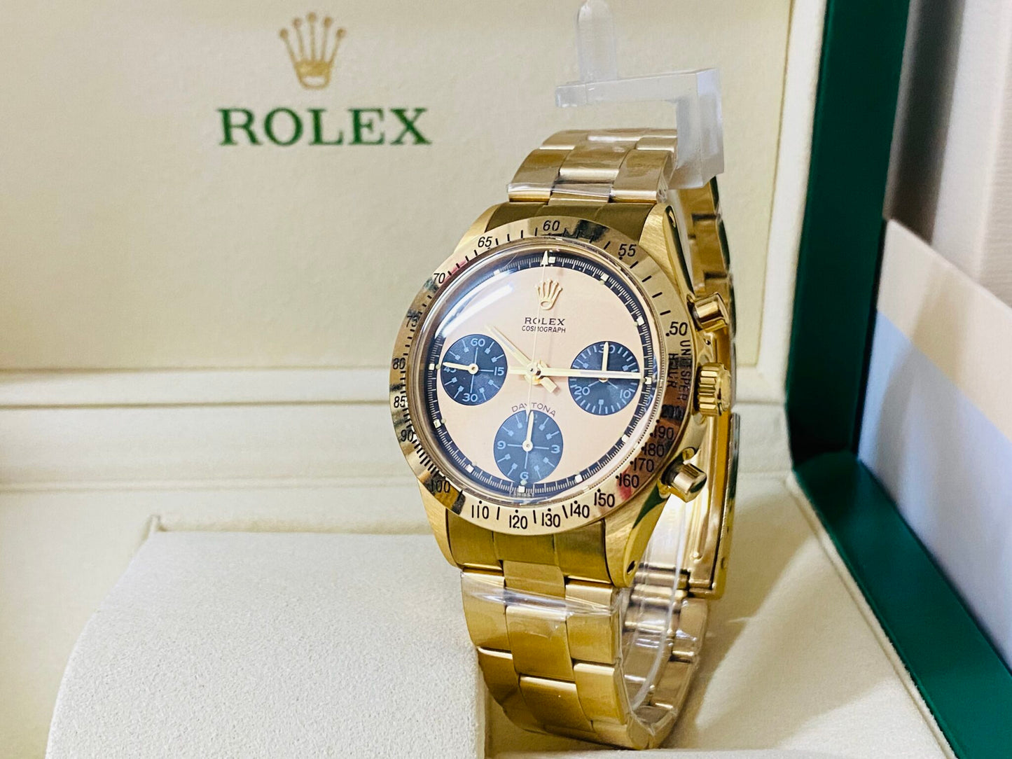 Daytona Paul Newman Vintage ref. 6245 vetro plexi oro e chamapgne
