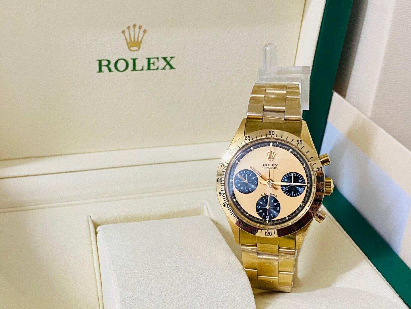 Daytona Paul Newman Vintage ref. 6245 vetro plexi oro e chamapgne